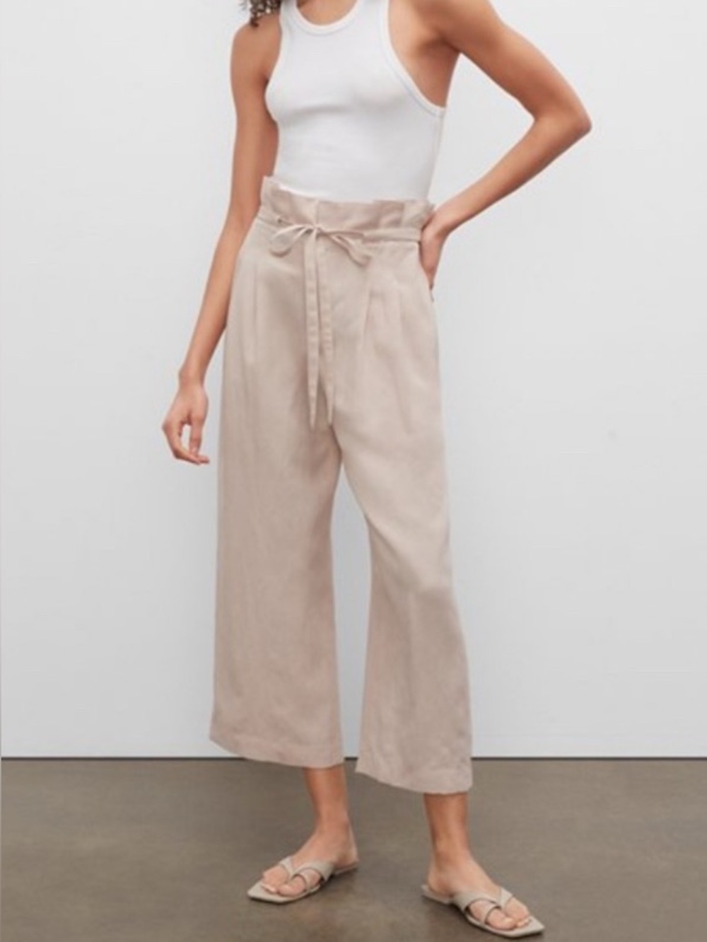 Club Monaco Paperbag Dusty Rose Linen Blend Cropped Pants Trousers Women’s 30